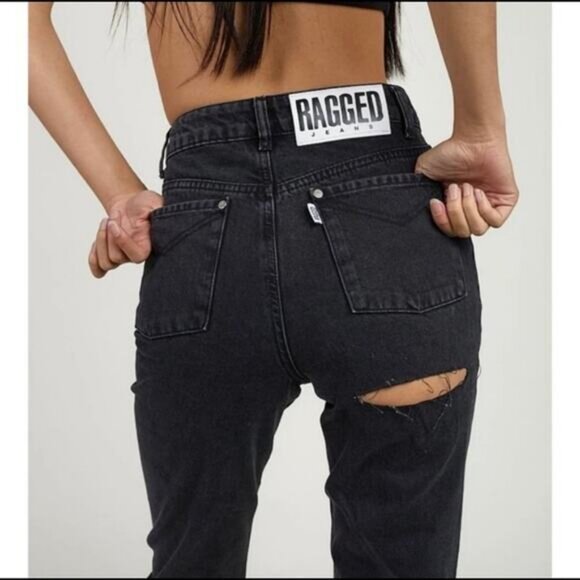 NWT THE RAGGED PRIEST Butt Cut High Waisted Straight Jean Sz 28 Charcoal Black - Picture 2 of 9